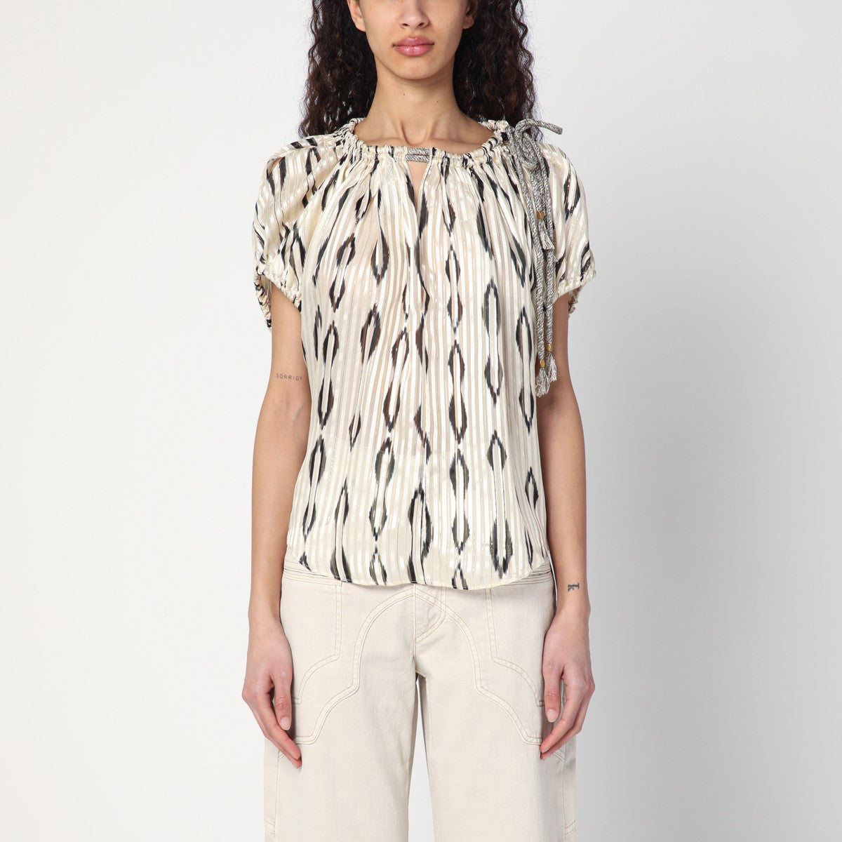 ISABEL MARANT Ecru/black blouse in silk